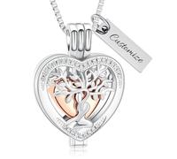 memorial jewelry Collier arbre de vie en acier inoxydable en forme de cœur pour cendres d'animaux domestiques, Acier inoxydable, Pas de gemme
