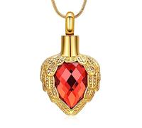 memorial jewelry Collier avec pendentif urne funéraire en verre avec ailes d'ange dorées pour animal de compagnie/humain, one size, Métal, Pas de pierre précieuse