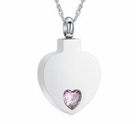 memorial jewelry Collier urne funéraire en cristal en forme de cœur avec pendentif souvenir éternel pour cendres se souvenir de vos proches, Acier inoxydable, Pas de gemme