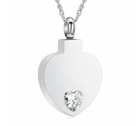 memorial jewelry Collier urne funéraire en cristal en forme de cœur avec pendentif souvenir éternel pour cendres se souvenir de vos proches, Acier inoxydable, Pas de gemme