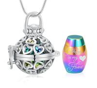 memorial jewelry Collier urne funéraire pour cendres - « Always In My Heart » Cremation Bijoux Amour Lanterne en acier inoxydable Pendentif pour cendres avec mini urne funéraire souvenir Bijoux