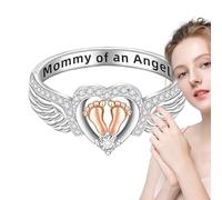 Memorial Ring Pregnancy Loss Remembrance Heart Footprint Jewelry Mother Keepsake Sentimental Fashion Accessory Grieving Mom Gift Sympathy Thoughtful Delicate Love Meaningful Child Mommy Of An Angel