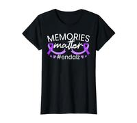 Memories Matter End ALZ Je Porte la Sensibilisation à la maladie d'Alzheimer Pourpre T-Shirt Graphique avec Valeur, Femme, Noir, M