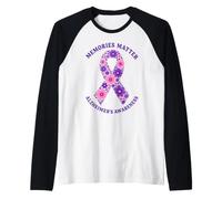 Memories Matter Ruban de Sensibilisation à la maladie d'Alzheimer Motif Floral Violet Manche Raglan