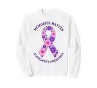 Memories Matter Ruban de Sensibilisation à la maladie d'Alzheimer Motif Floral Violet Sweatshirt