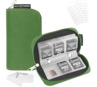 Memory Card Case - Suitable for up to 22x SD, SDHC, Micro SD, Mini SD and 4X CF - Card Holder with 22 Slots (Green)