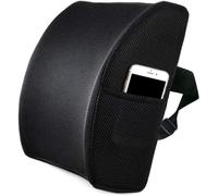Memory Foam Coussin Lombaire Oreiller Soutien Demi Lune Ergonomique Mal au Dos avec Ajustable Sangle pour Chaise de Bureau Noir