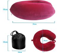 Memory Foam Travel Pillow With Sleep Mask/Earplugs/Bag,Lightweight Neck Support Pillow For Camping,Car,Red