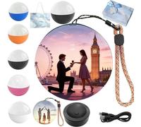 Memory Orb Custom Video Sphere, 2026 New Personalised Christmas Memory Sphere Ornament, 2.7" Crystal Ball Video Player Memory Orb Lamp with Base for Couples Friends Anniversary Birthday (Black)