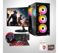 Memory PC Ryzen 3 3200G 4X 3.60GHz, 16 GB DDR4, 500 GB SSD M.2, Windows 11 Pro 64bit + 24 Zoll + Ultron Hawk Gaming Kit 4in1 Set Bundle