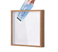 Memory Shadow Box - Cadre en bois, design à chargement par le haut, vingt-deux centimètres carrés, organisateur de souvenirs de voyage | Stockage de cartes photo pour cartes postales