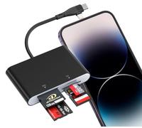 Memory Stick Pro Duo Adaptateur avec USB-C et Lightning, lecteur de carte mémoire SD/MicroSD/MS/xD-Picture 4 en 1, lecteur de carte mémoire pour Sony Cybershot et Olympus, iPhone 17/16/15/MacBook/iPad