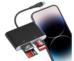 Memory Stick Pro Duo Adaptateur avec USB-C et Lightning, lecteur de carte mémoire SD/MicroSD/MS/xD-Picture 4 en 1, lecteur de carte mémoire pour Sony Cybershot et Olympus, iPhone 17/16/15/MacBook/iPad