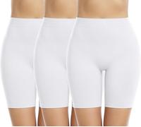 Memoryee 3Pack Cycliste Boxer Shorty Femme Slip Anti Frottement Cuisse sous Jupe Douce Legging Court sans Couture pour sous-Vêtements et Yoga/White-3Pack/4XL