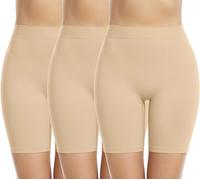Memoryee 3Pack Cycliste Boxer Shorty Femme Slip Anti Frottement Cuisse sous Jupe Douce Legging Court sans Couture pour sous-Vêtements et Yoga/Beige-3Pack/M