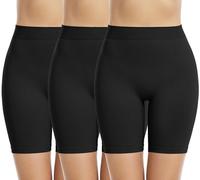 Memoryee 3Pack Cycliste Boxer Shorty Femme Slip Anti Frottement Cuisse sous Jupe Douce Legging Court sans Couture pour sous-Vêtements et Yoga/Black-3Pack/S