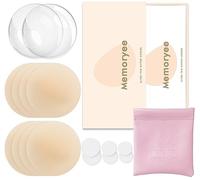 Memoryee Cache-tétons, Ultra Minces pour Femmes avec Protection Réutilisables et lavables Cache Teton Adhésifs Invisible en Silicone de Haute Qualité Doux Nipple Cover [8 cm]/Creme Skin/4