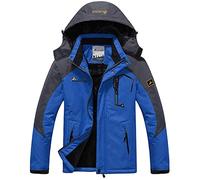 Memoryee Hommes Ski Veste Hiver Chaud Doublure Peluche Outdoor Softshell avec Capuche Amovible Veste/Blue/XXL