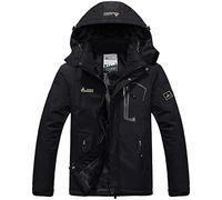Memoryee Hommes Ski Veste Hiver Chaud Doublure Peluche Outdoor Softshell avec Capuche Amovible Veste/Black/S