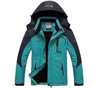 Memoryee Hommes Ski Veste Hiver Chaud Doublure Peluche Outdoor Softshell avec Capuche Amovible Veste/Sky Blue/XXL