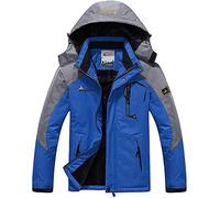 Memoryee Hommes Ski Veste Hiver Chaud Doublure Peluche Outdoor Softshell avec Capuche Amovible Veste/Grey blue/XL