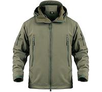 Memoryee Hommes Vestes Softshell Extérieures Doublure Polaire Camouflage Chauds Tactiques Imperméable Encapuchonné Manteau/Green(new)/M