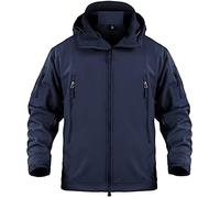 Memoryee Hommes Vestes Softshell Extérieures Doublure Polaire Camouflage Chauds Tactiques Imperméable Encapuchonné Manteau/Navy blue(new)/3XL