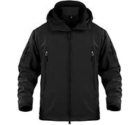 Memoryee Hommes Vestes Softshell Extérieures Doublure Polaire Camouflage Chauds Tactiques Imperméable Encapuchonné Manteau/Black(new)/L