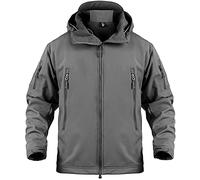 Memoryee Hommes Vestes Softshell Extérieures Doublure Polaire Camouflage Chauds Tactiques Imperméable Encapuchonné Manteau/Grey(new)/M