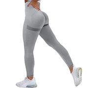 Memoryee Leggings de Sport Femme Anti Cellulite Push Up Taille Haute Butt Lift Elastique Pantalon de Compression Sport Yoga/B-Grey/S