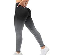 Memoryee Leggings de Sport Femme Anti Cellulite Push Up Taille Haute Butt Lift Elastique Pantalon de Compression Sport Yoga/B-Gradient Black Gray/S