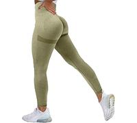 Memoryee Leggings de Sport Femme Anti Cellulite Push Up Taille Haute Butt Lift Elastique Pantalon de Compression Sport Yoga/B-ArmyGreen/L