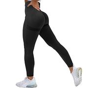 Memoryee Leggings de Sport Femme Anti Cellulite Push Up Taille Haute Butt Lift Elastique Pantalon de Compression Sport Yoga/B-Black/L