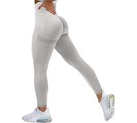 Memoryee Leggings de Sport Femme Anti Cellulite Push Up Taille Haute Butt Lift Elastique Pantalon de Compression Sport Yoga/B-Light Grey/S