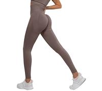 Memoryee Leggings de Sport Femme Anti Cellulite Push Up Taille Haute Butt Lift Elastique Pantalon de Compression Sport Yoga/B-Upgraded Brown/S
