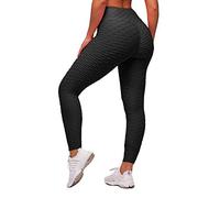 Memoryee Leggings Femme Anti-Cellulite Push Up Butt Lift Elastique Taille Haute Grande Taille Sport Pantalon de Yoga/Black/L