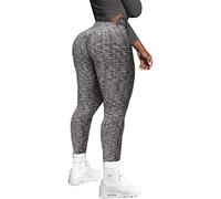 Memoryee Leggings Femme Anti-Cellulite Push Up Butt Lift Elastique Taille Haute Grande Taille Sport Pantalon de Yoga/#9 Black White/M