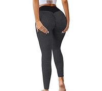 Memoryee Leggings Femme Anti-Cellulite Push Up Butt Lift Elastique Taille Haute Grande Taille Sport Pantalon de Yoga/Style2-Black/M