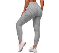Memoryee Leggings Femme Anti-Cellulite Push Up Butt Lift Elastique Taille Haute Grande Taille Sport Pantalon de Yoga/Grey/4XL