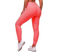 Memoryee Leggings Femme Anti-Cellulite Push Up Butt Lift Elastique Taille Haute Grande Taille Sport Pantalon de Yoga/Orange/L