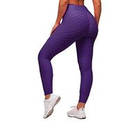 Memoryee Leggings Femme Anti-Cellulite Push Up Butt Lift Elastique Taille Haute Grande Taille Sport Pantalon de Yoga/Purple/M