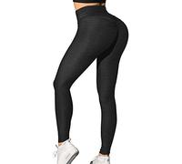Memoryee Leggings Femme Anti-Cellulite Push Up Butt Lift Elastique Taille Haute Grande Taille Sport Pantalon de Yoga/Style4-Black/XL