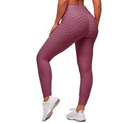 Memoryee Leggings Femme Anti-Cellulite Push Up Butt Lift Elastique Taille Haute Grande Taille Sport Pantalon de Yoga/Bean Paste/XL