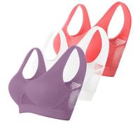 Memoryee Soutiens-Gorge rembourrés pour Femmes à Impact modéré Grande Taille pour Poitrines généreuses Push-up sans Couture Respirants pour Le Yoga la Course Crop Top Multicolore3 5XL