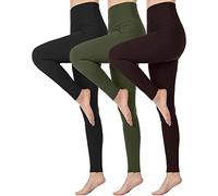 Memoryee Taille Haute Leggings Femme, Elastique Opaque Doux Grande Taille Pantalon de Sport Leggins Yoga/#3 Pack/Black/Armygreen/Brown/L-XL