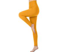 Memoryee Taille Haute Leggings Femme, Elastique Opaque Doux Grande Taille Pantalon de Sport Leggins Yoga/#1 Pack/Dark Yellow/L-XL