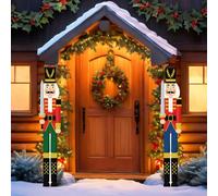 Memorywuu Lot de 2 grands casse-noisettes de Noël en PVC de 1,8 m - Décoration d'extérieur - Panneau de Noël - Soldat grandeur nature - Décoration pour allée, porte d'entrée, jardin, cour, pelouse