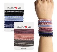 MEMOVAN Lot de 24 élastiques à cheveux bohèmes en coton tressé sans couture pour femmes et filles, cheveux épais, fins et bouclés