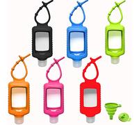 MEMOVAN Lot de 6 Bouteilles de Voyage en Plastique Transparent avec Manchon en Silicone, Flacon de désinfectant pour Les Mains Rechargeables avec Porte-Porte-clés, 60 ML, conteneur Vide étanche avec