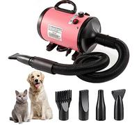 Memows Pulseur Chien Professionnel 2800W Souffleur Chien Pulseur pour Chien Poils Longs Seche Cheveux Chien Sèche-Cheveux pour Animaux Vitesse Continue et température réglable avec 4 Buses (Rose)